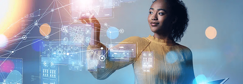 woman using interactive software
