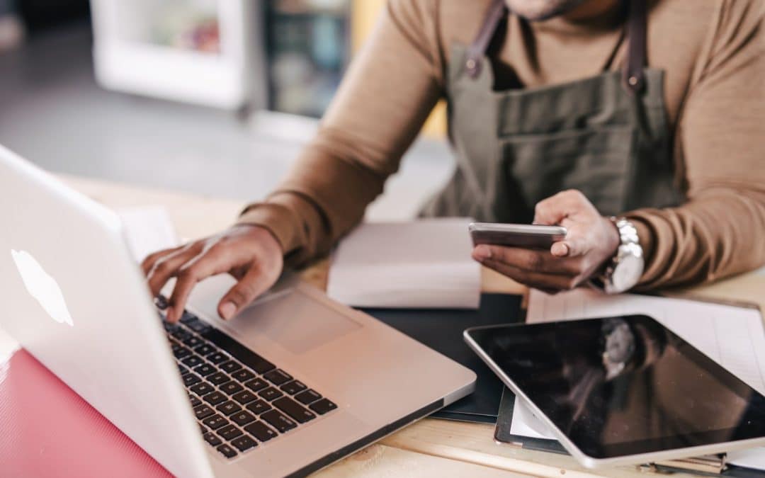 man working on laptop