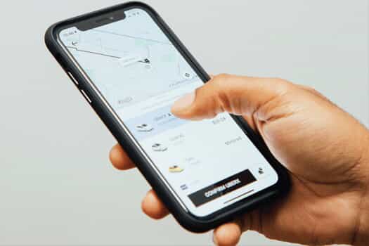 booking a ride on mobile phone