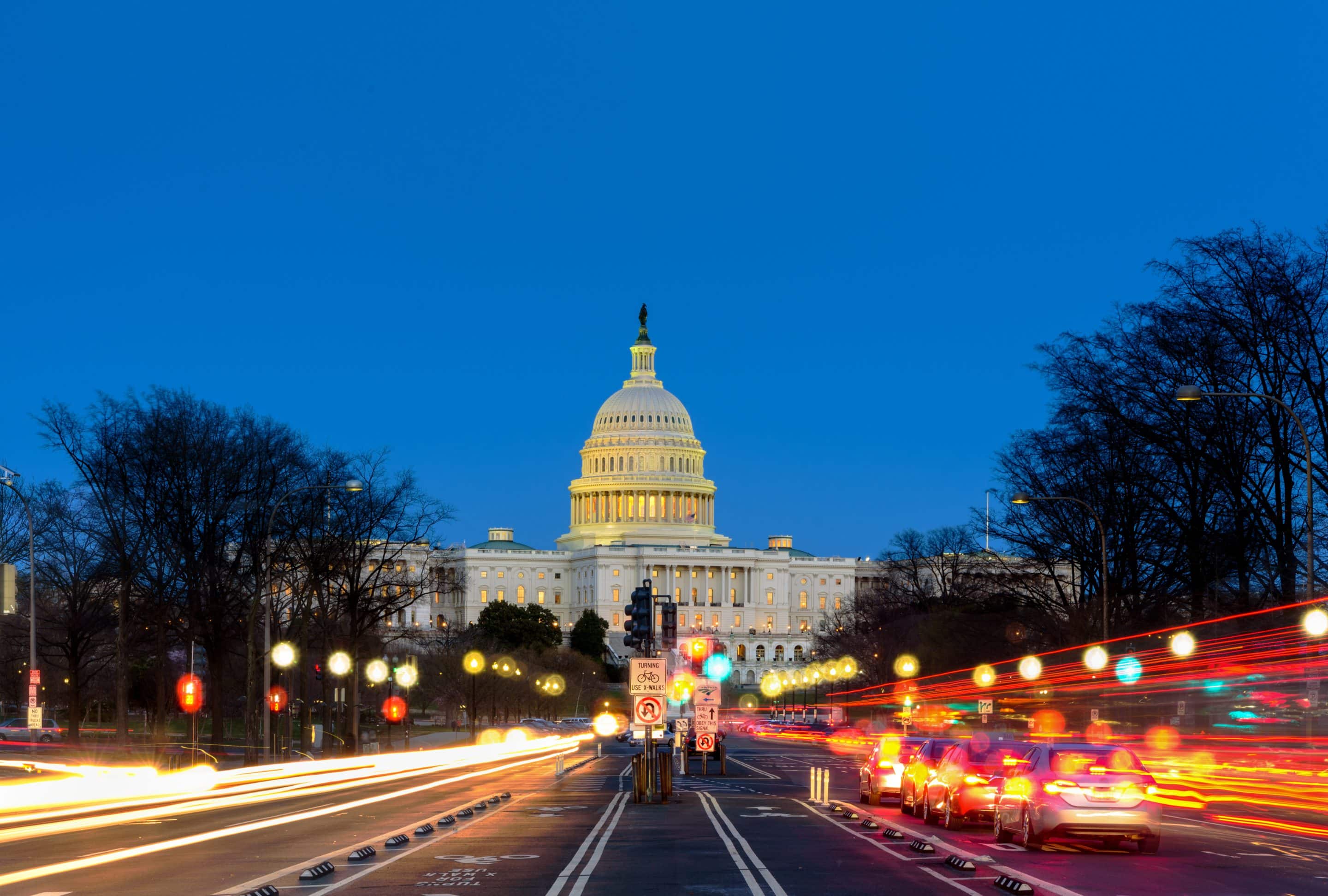 Capitol Building at Sunset Pennsylvania Ave, Washington DC