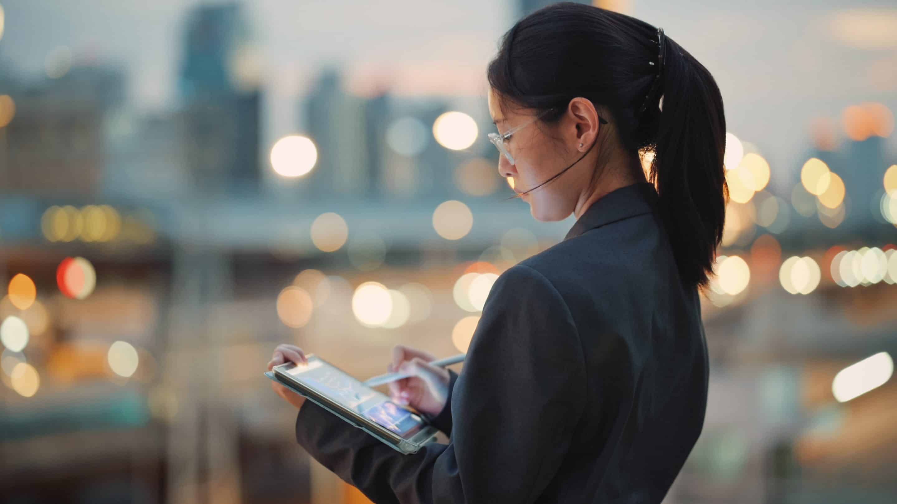woman using tablet